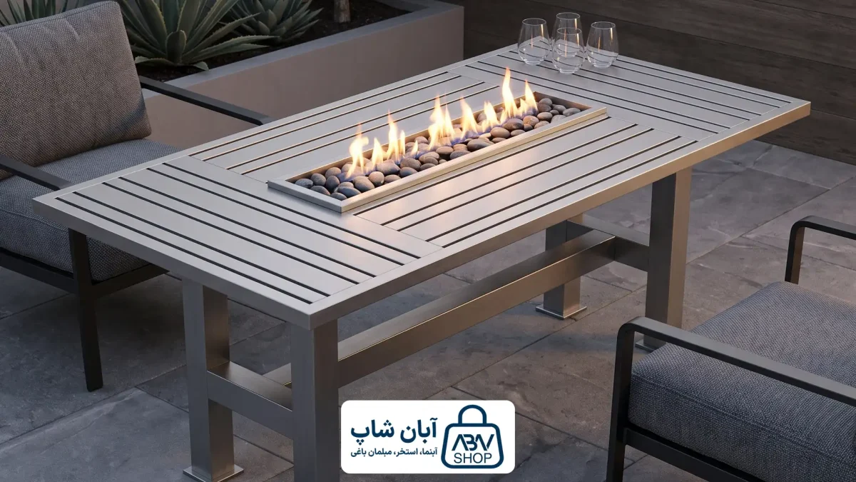 1 میز آتشدان تمام استیل 304 مستطیلAFT-SS